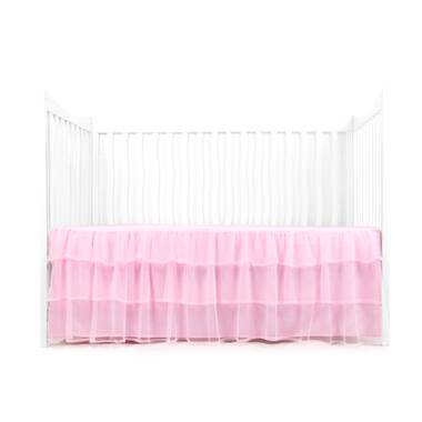 Blush pink discount tulle bed skirt